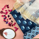 Navy Blue Cotton Suit Material Set-Bagru Printed-VS3424